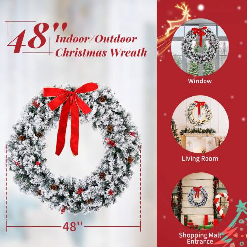 48" Indoor/Outdoor Christmas Wreath

Window  
Living Room  
Shopping Mall Entrance