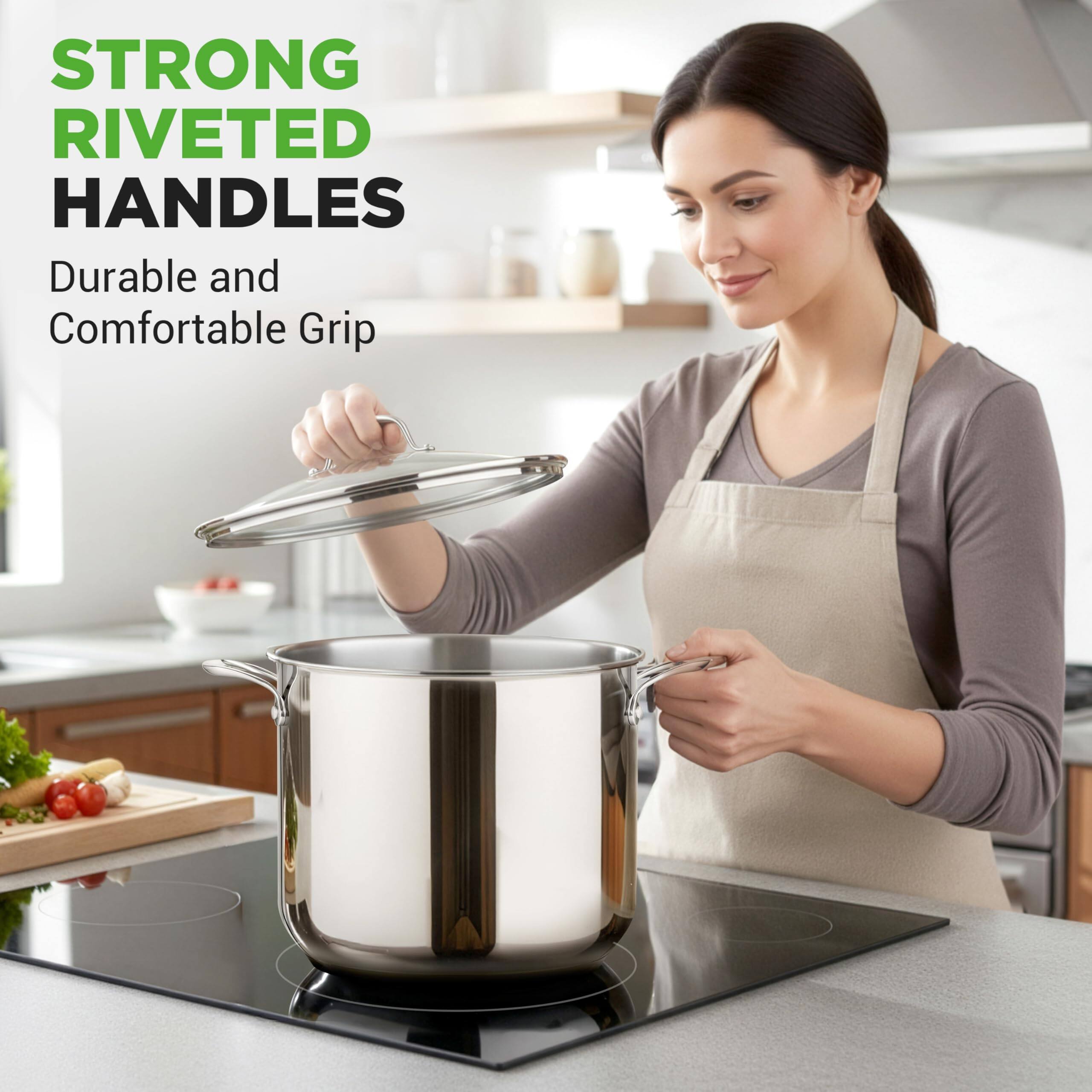 STRONG RIVETED HANDLES  
Durable and Comfortable Grip