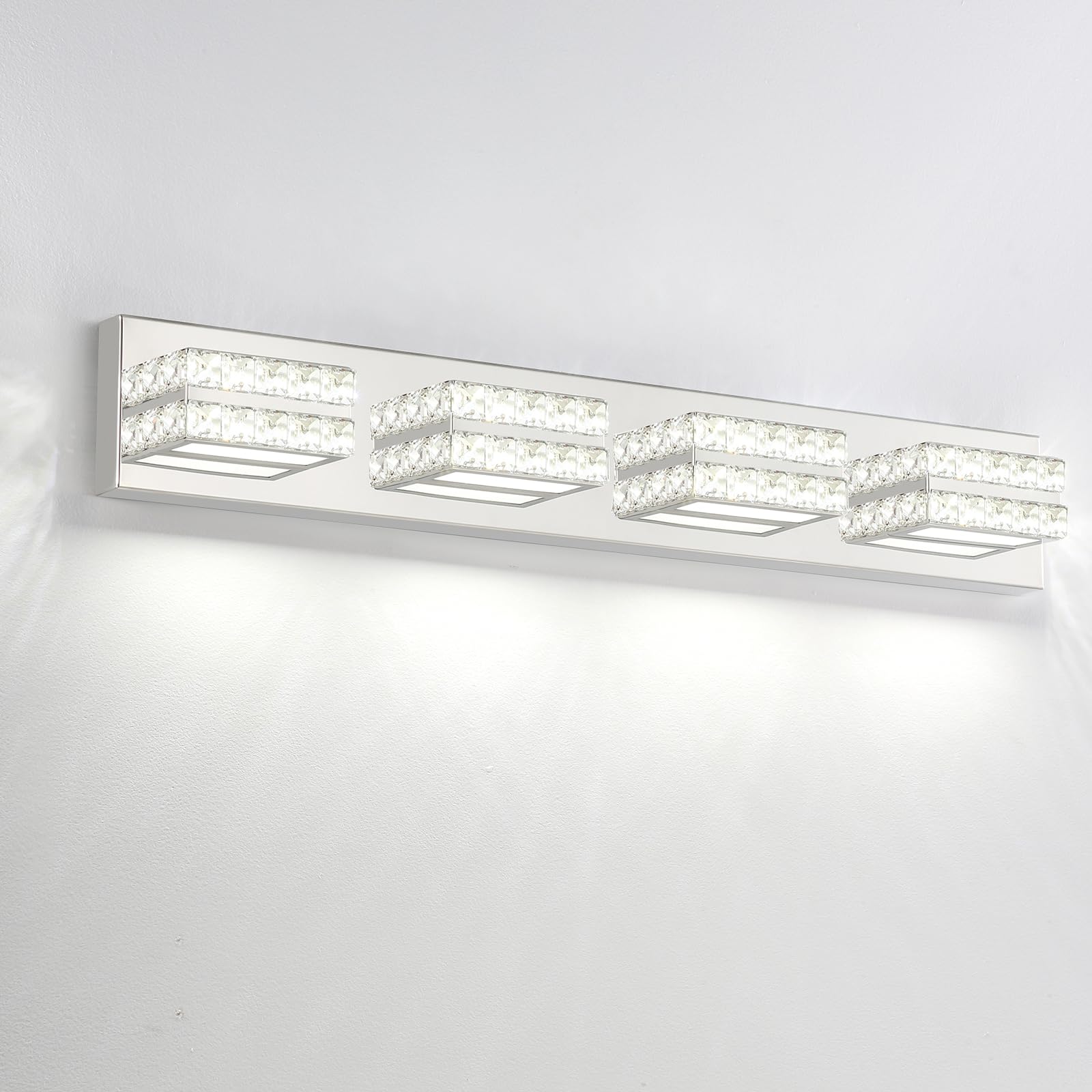 Alt View 6. TECH SAFARI - Crystal Vanity Lights Led Bathroom Light Fixture Over Mirror Modern Indoor Front Lamp k Cold Dimmable s w E - Chrome 3 Light Cold White Dimmable.