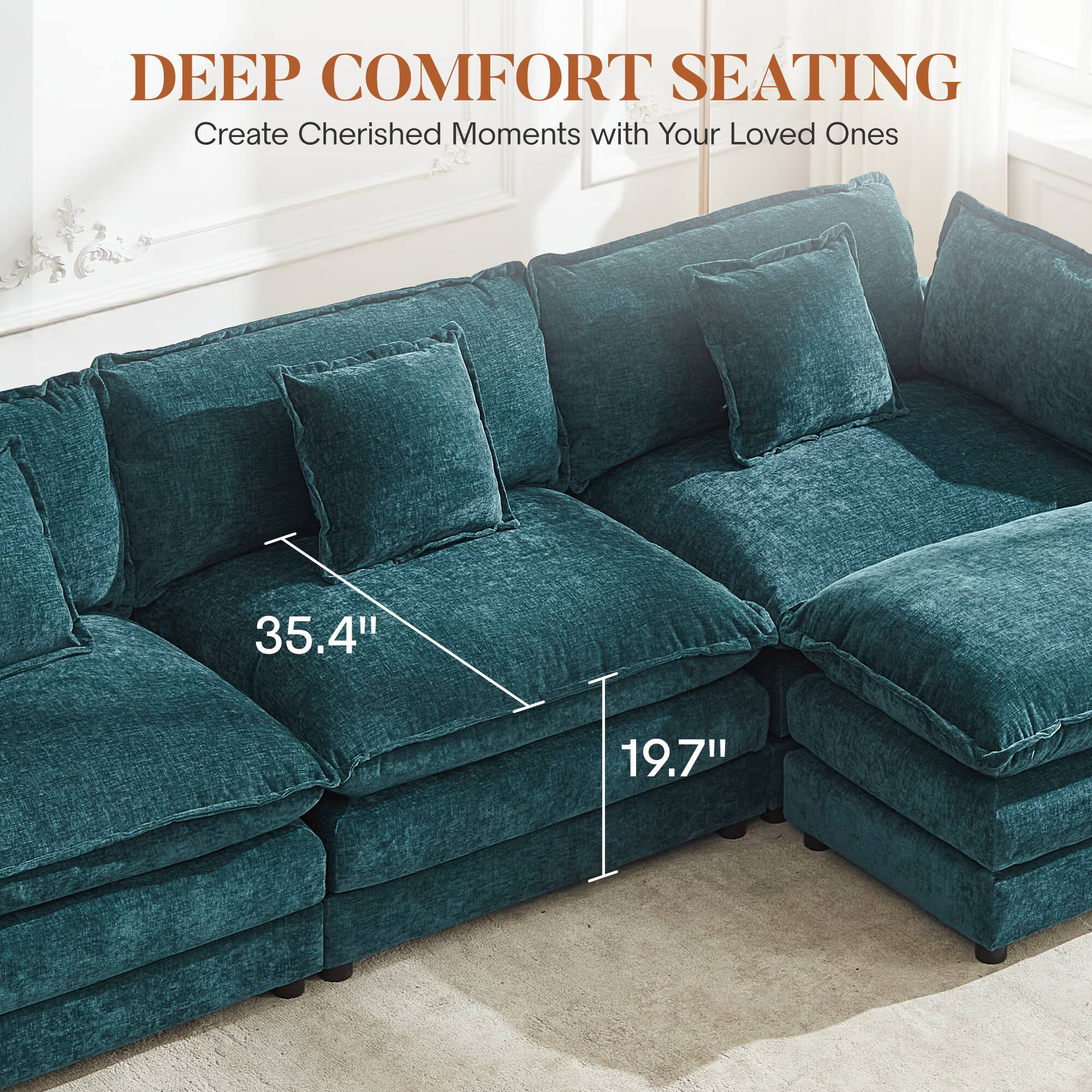 DEEP COMFORT SEATING  
Create Cherished Moments with Your Loved Ones  

35.4"  
19.7"