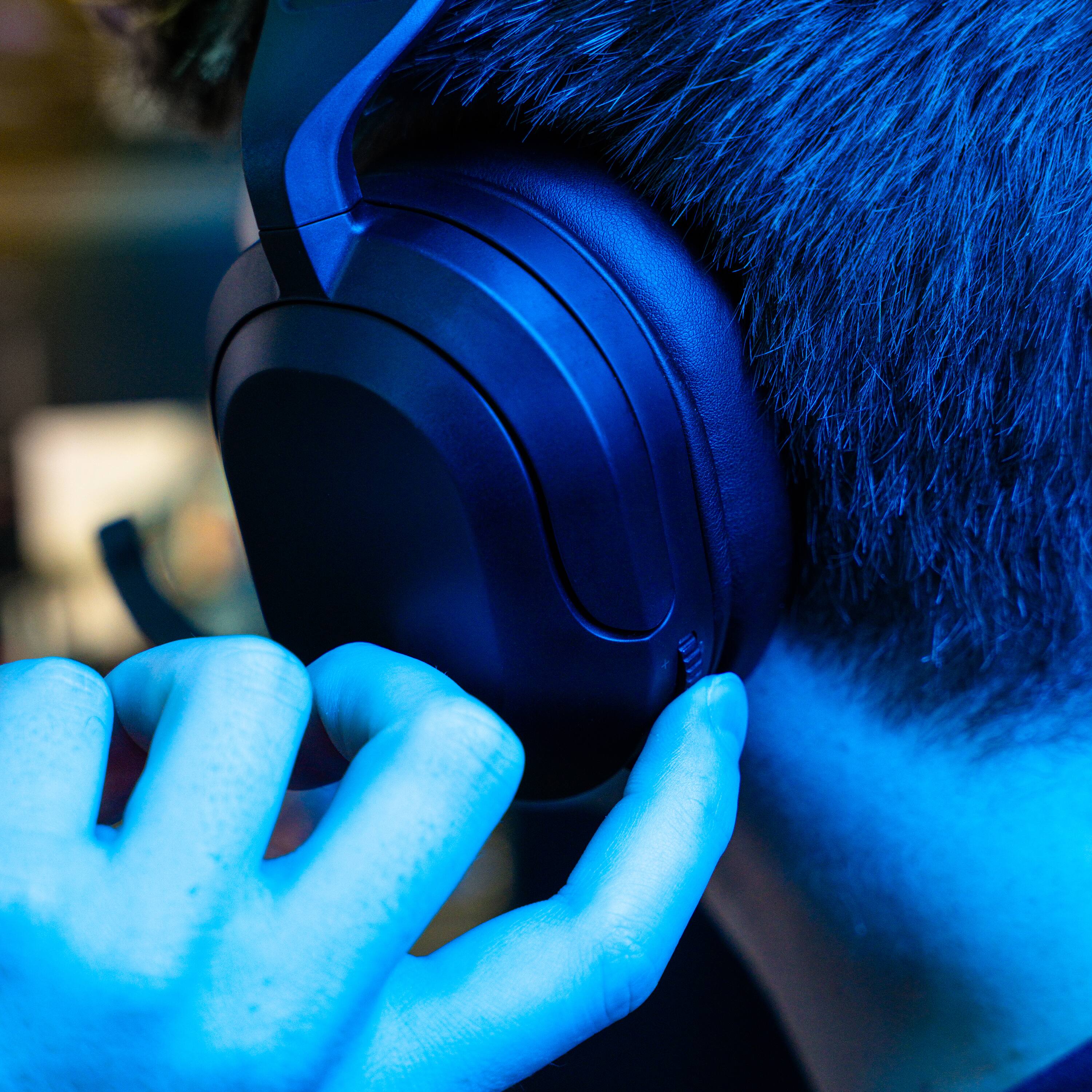 Alt View 5. JLab - Nightfall Wireless Bluetooth Gaming Over the Ear Headset - Black.