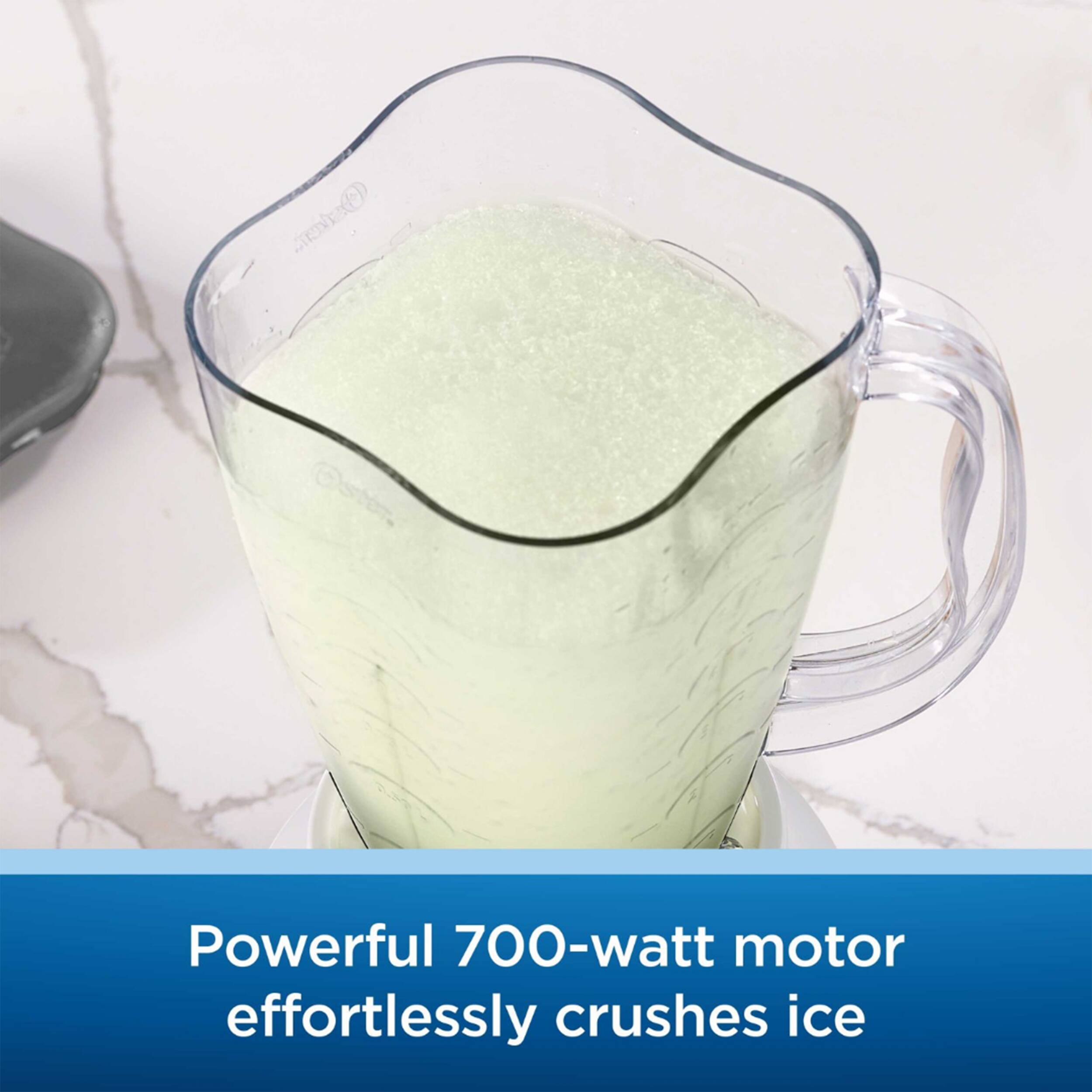 Powerful 700-watt motor effortlessly crushes ice