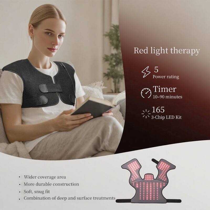 Red light therapy  
5 Power rating  
Timer 10-90 minutes  
165 3-Chip LED Kit  

- Wider coverage area  
- More durable construction  
- Soft, snug fit  
- Combination of deep and surface treatments