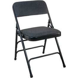 Emma + Oliver - Padded Metal Folding Chair - Fabric Seat - Black Fabric/Black Frame