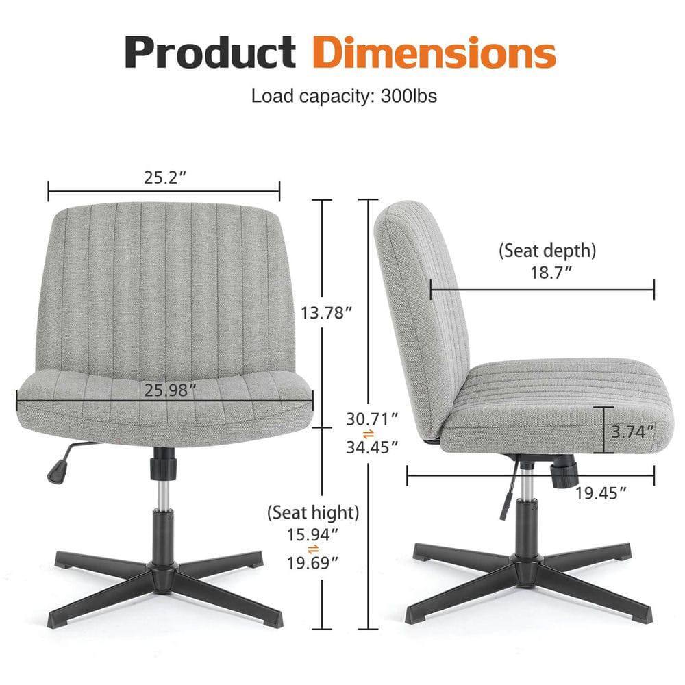 Product Dimensions  
Load capacity: 300lbs  
- Seat depth: 18.7"  
- Seat height: 15.94"  
- Overall height: 34.45"  
- Overall width: 30.71"  
- Overall depth: 25.98"  
- Armrest height: 19.69"  
- Armrest width: 19.45"