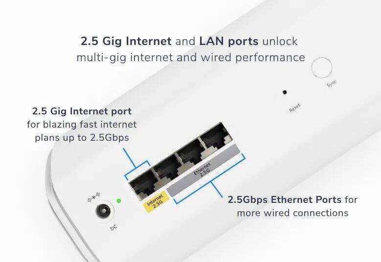2.5 Gig Internet and LAN ports unlock multi-gig internet and wired performance

2.5 Gig Internet port for blazing fast internet plans up to 2.5Gbps

2.5Gbps Ethernet Ports for more wired connections