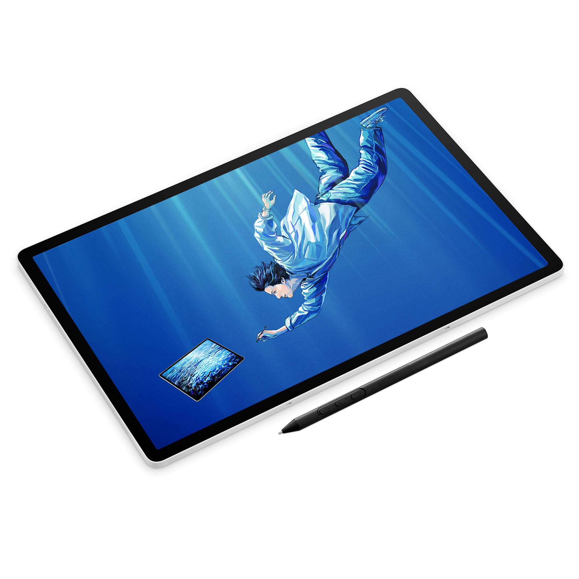 Angle. Wacom - MovinkPad Pro 14 Android Mobile Drawing Tablet, 14" OLED with Battery-Free Slim Pro Pen 3, 12GB RAM/256GB Storage - Light Gray.