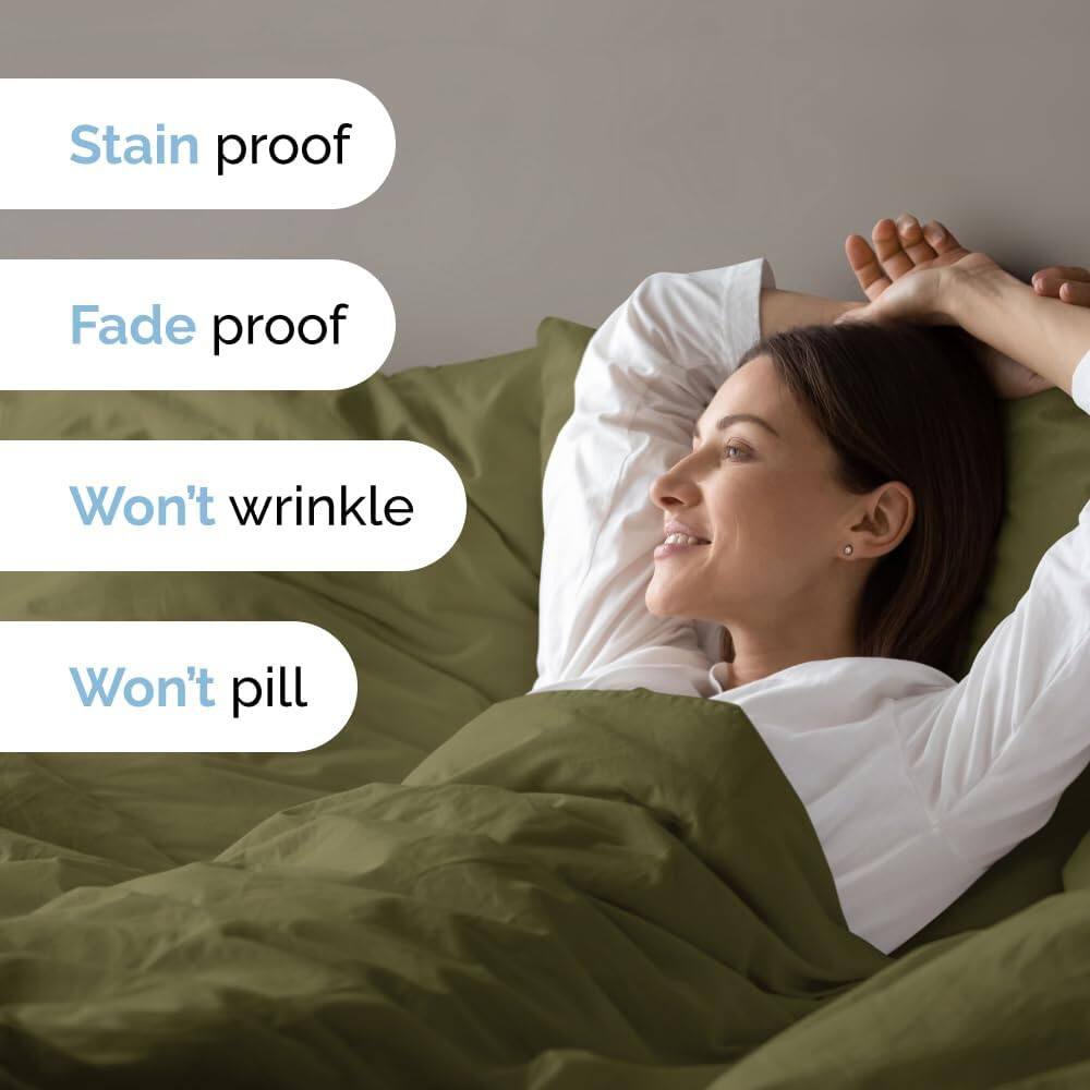 Stain proof  
Fade proof  
Won't wrinkle  
Won't pill