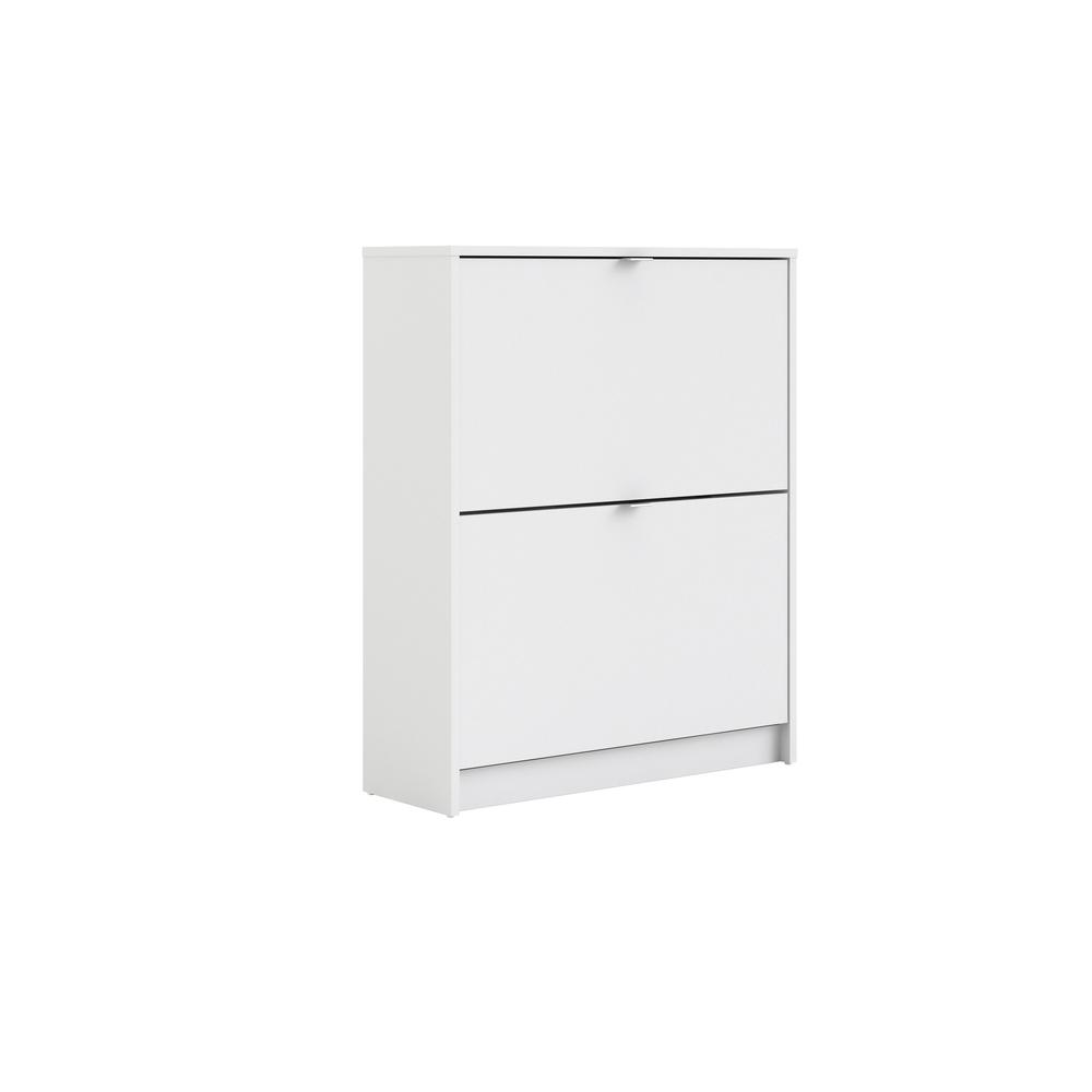 Angle. Tvilum - Bright 2 Drawer Shoe Cabinet - White.