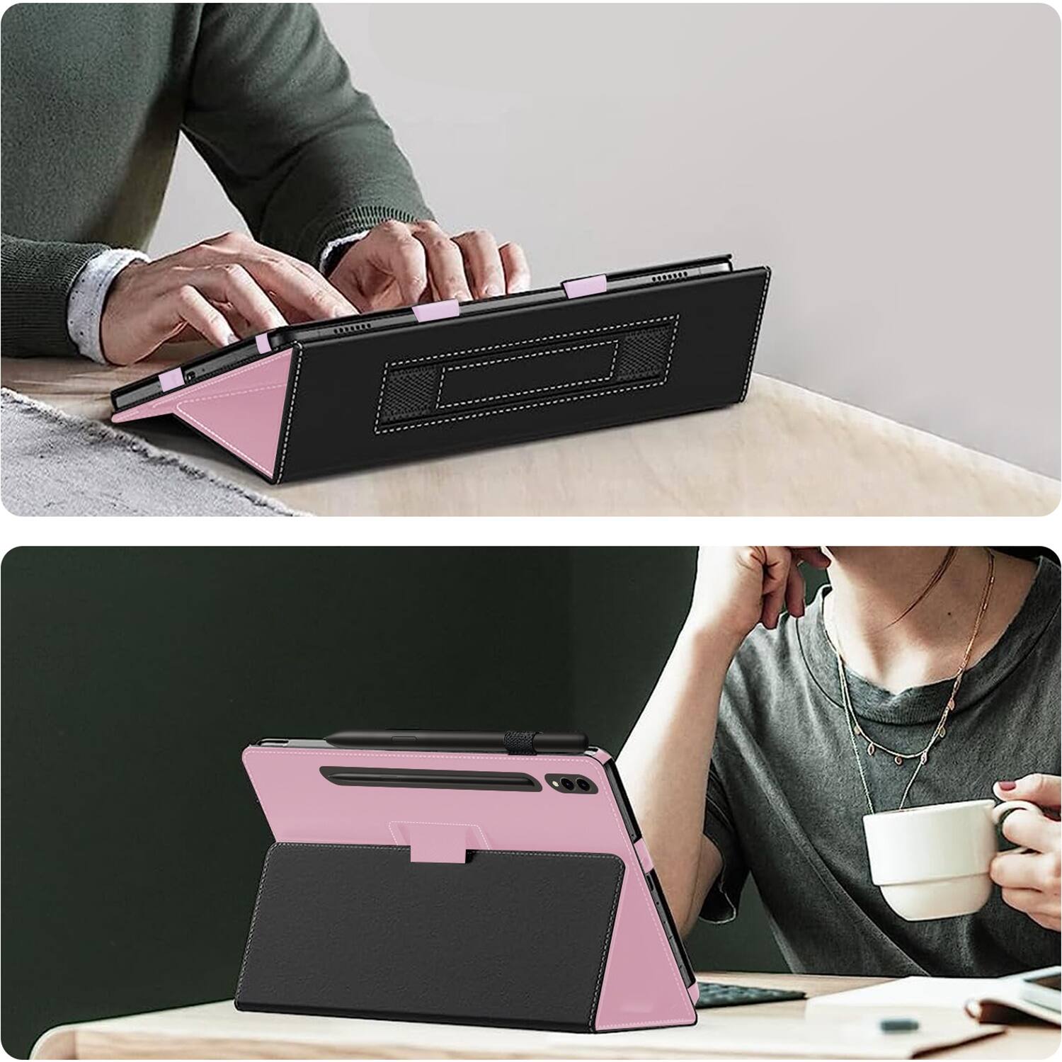 Alt View 15. SaharaCase - Bi-Fold Folio Case for Samsung Galaxy Tab S10 Ultra and Tab S9 Ultra - Pink.