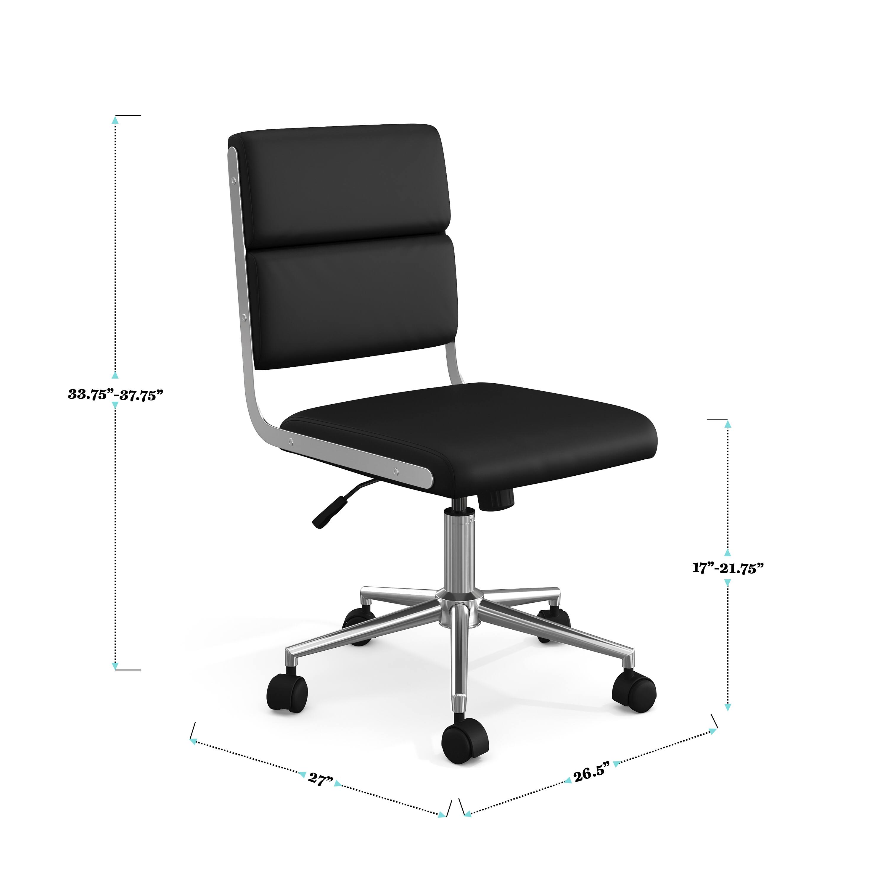 The text on the image reads: "33.75"-37.75" 17"-21.75" 27" 2 26.5". This information is likely related to the dimensions of the chair, such as the height, width, and length.