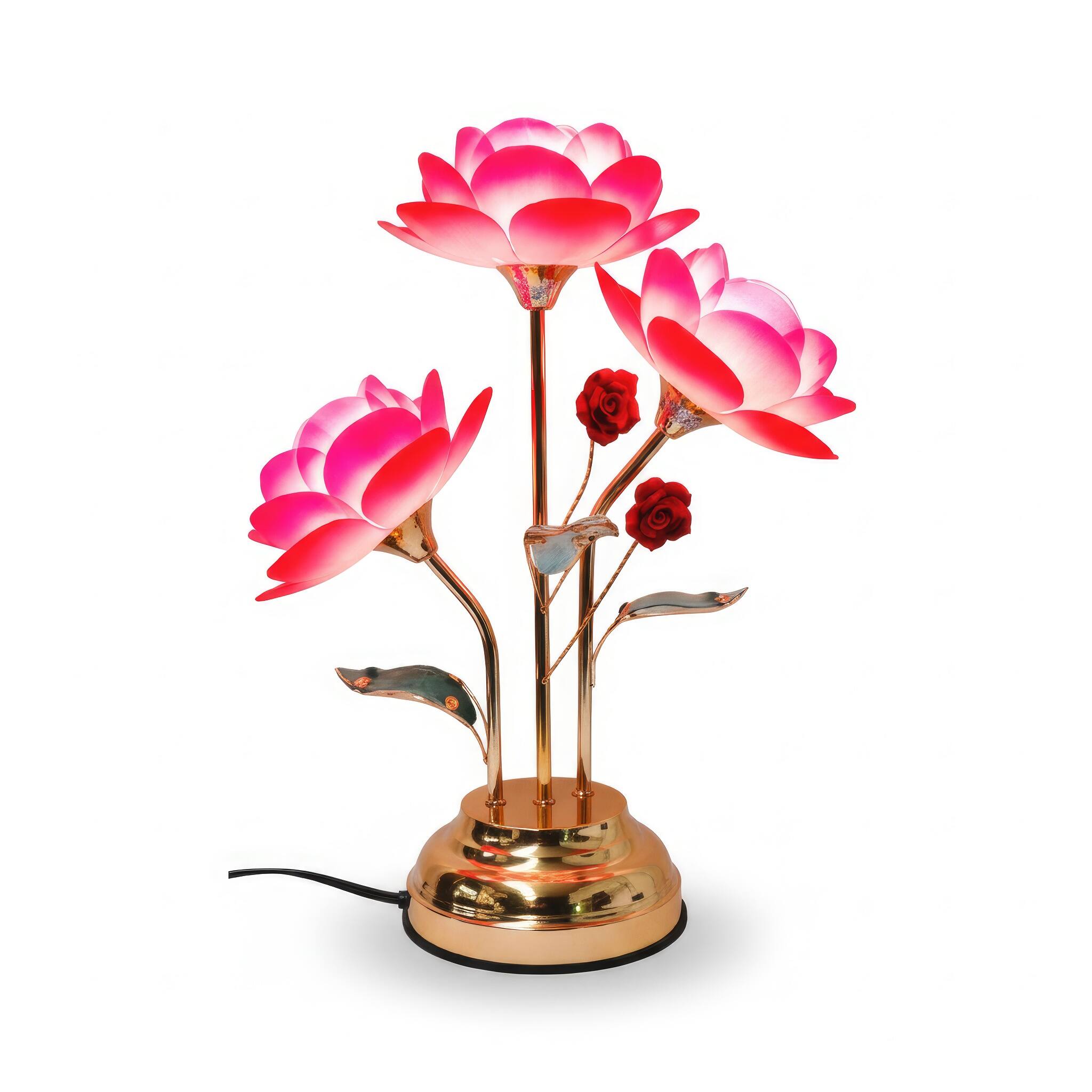Angle. FC Design - 20"H Red Rose Elegant Floral Cluster Design with Multiple Stems Touch Lamp.