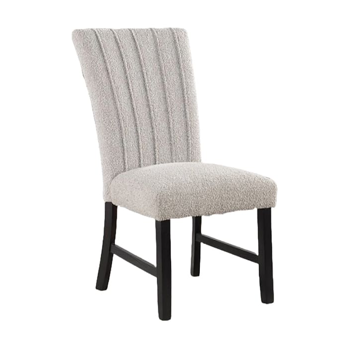 Manhattan Lane - Reo Dining Side Chair Set of 2, Vertical Tufted Gray Boucle - Gray, Black