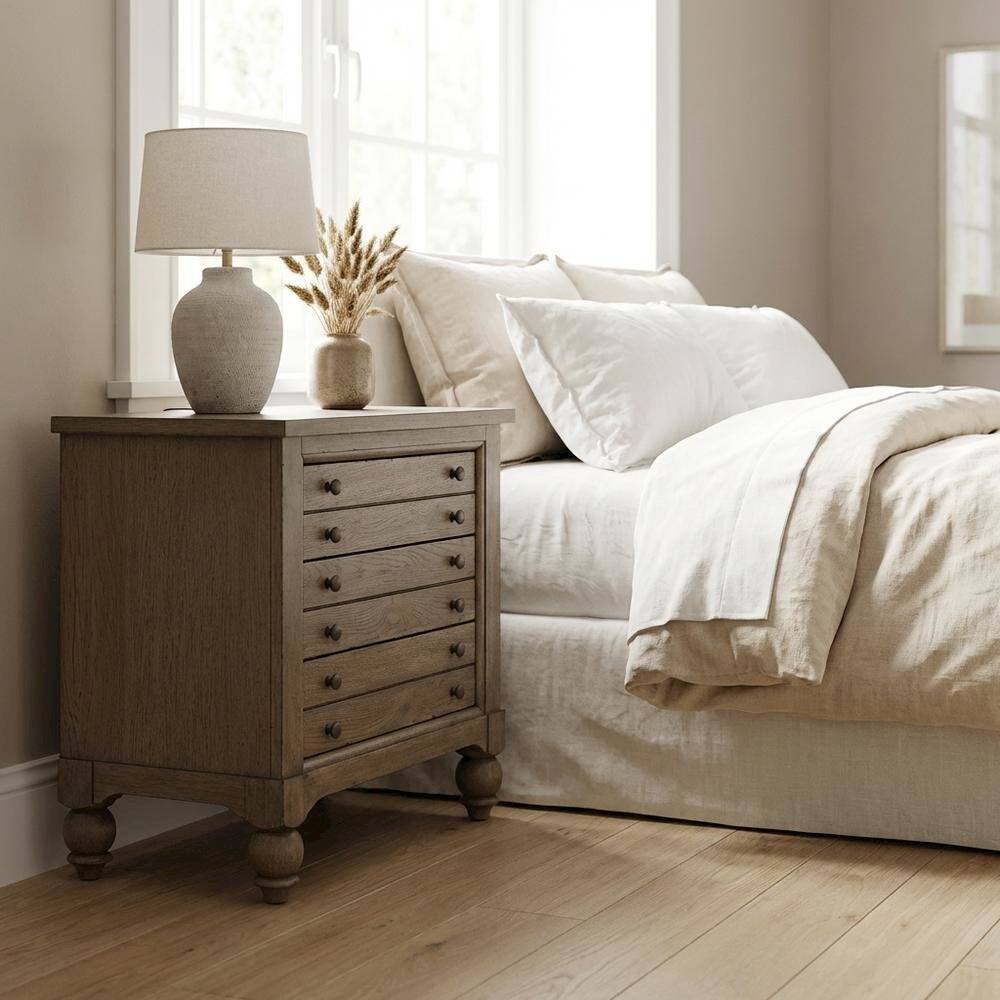 Alt View 1. Starlight Canyon Home - Dusty Taupe Bedside Chest with Charging Station and Modern Design - Multi.
