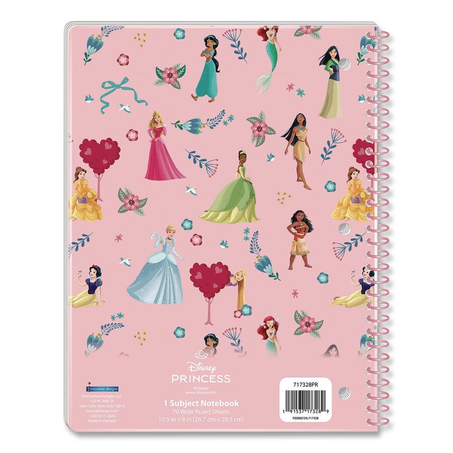 Princess Note Pad Innovative Designs Licensed Spiral Notebook Disney Princesses 1 Subject ...