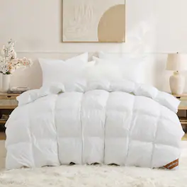 Puredown - 800 Fill Power European 90% Goose Down Comforter Duvet Insert Made in Germany, Full/Queen - White