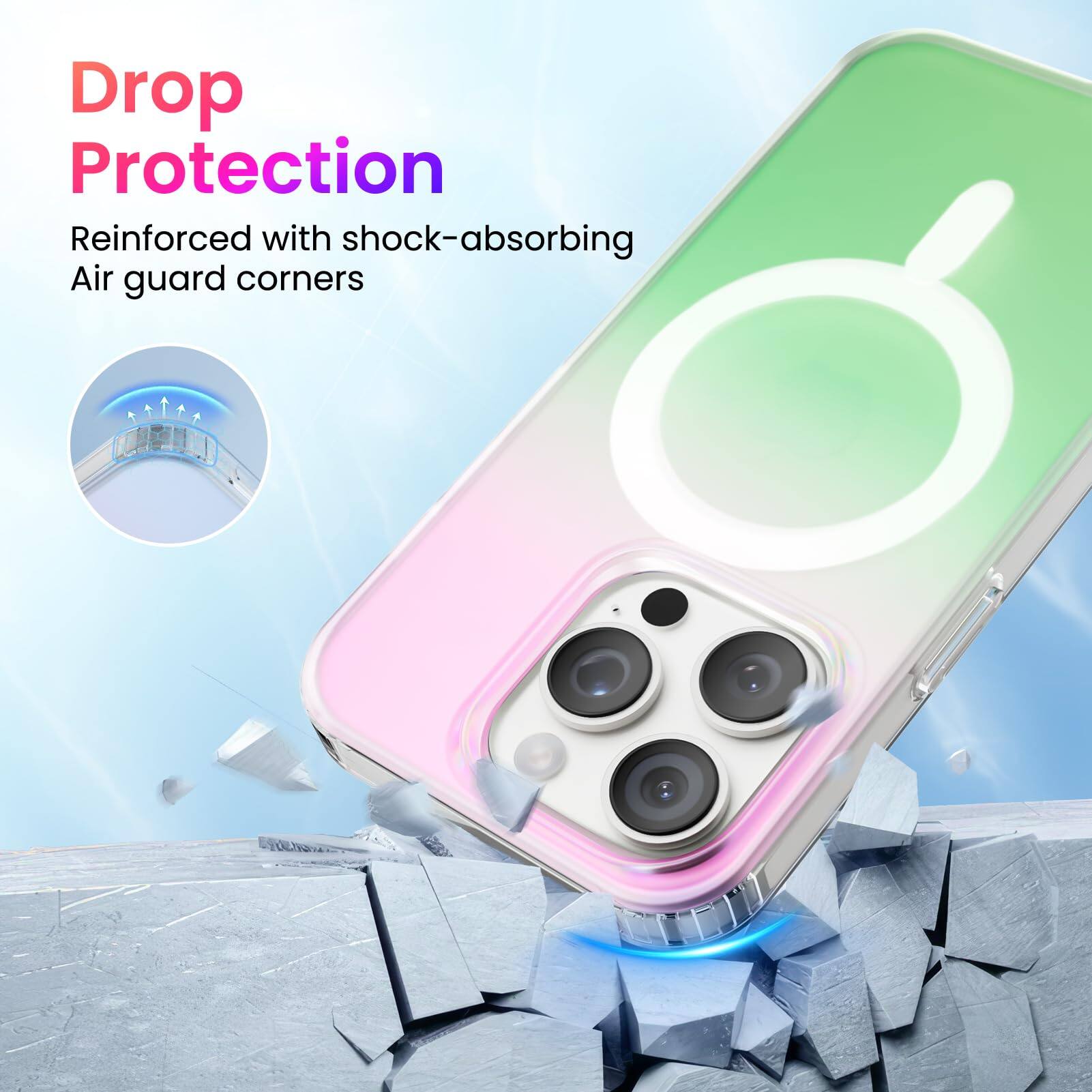 Drop Protection
Reinforced with shock-absorbing Air guard corners