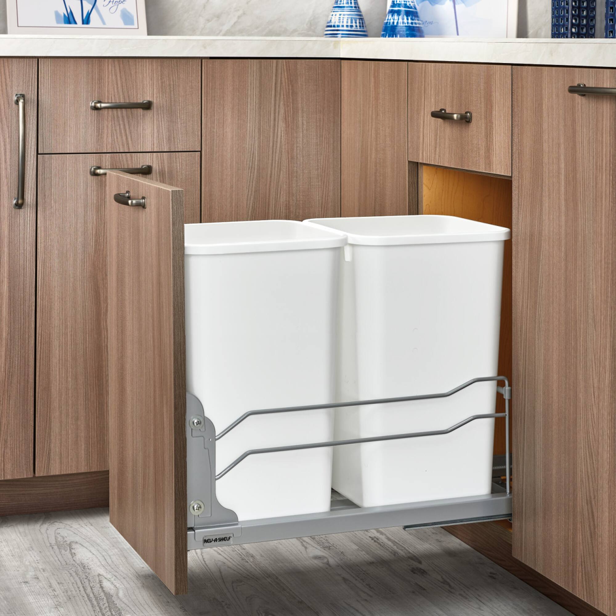 Alt View 2. Rev-A-Shelf - Rev-A-Shelf Double Pullout Trash Can 27 qt. with Soft-close, 53WC-1527SCDM-217 - Silver.