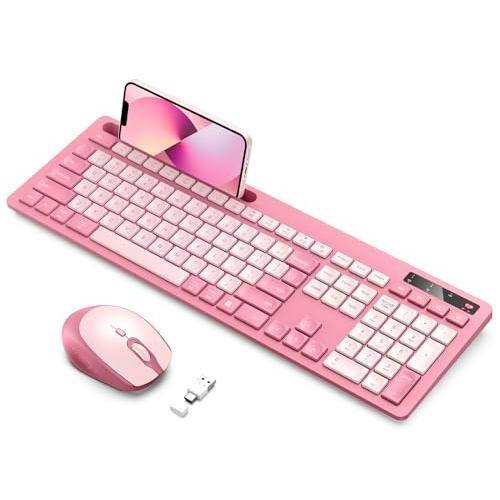 Front. Earthley Blooms - Wireless and Mouse for MacBook Pink Rose with Phone Holder USB A & Type C Receivr Full-Size Combo - Rose Pink.