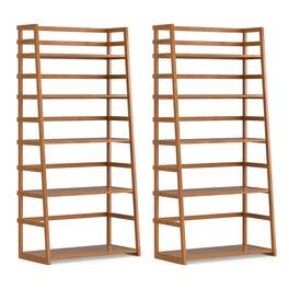 Simpli Home - Acadian 30 inch 5 Shelf Ladder Bookcase (Set of 2) - Light Golden Brown