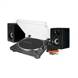 Audio-Technica - AT-LP60X-BT-USB Stereo Turntable (Black) with Monitors (Pair)
