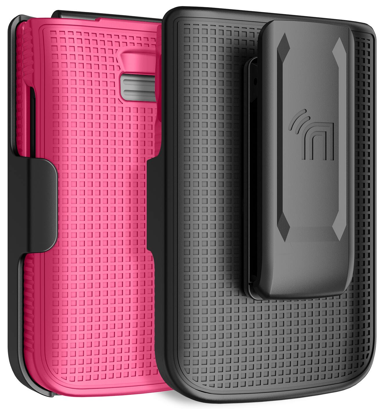 Front. Nakedcellphone - Combo for TCL Flip 3 Phone - Hard Case and Belt Clip Holster - Pink.