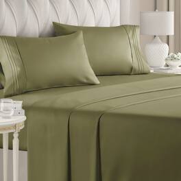 CGK Linens - Luxury Soft 4 Piece Solid Bed Sheet Set - Deep Pocket Fits 8"-16" Mattresses - California king - Sage Green