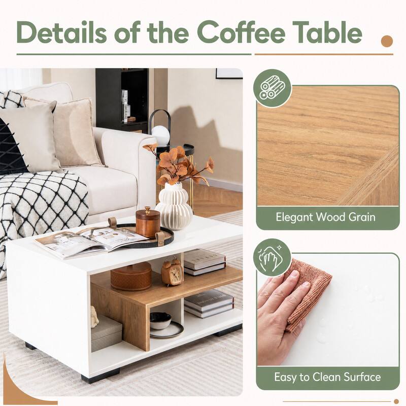 Details of the Coffee Table

- Elegant Wood Grain
- Easy to Clean Surface