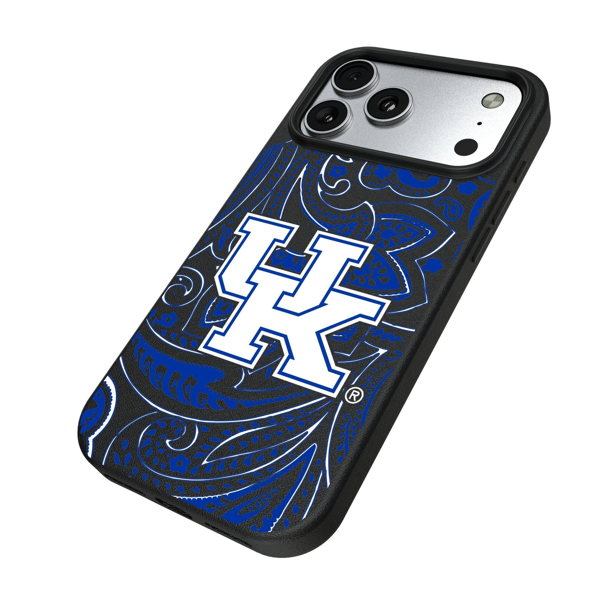 Alt View 1. Keyscaper - Kentucky Wildcats Paisley iPhone Magnetic Bump Case - 15 Plus - Black.