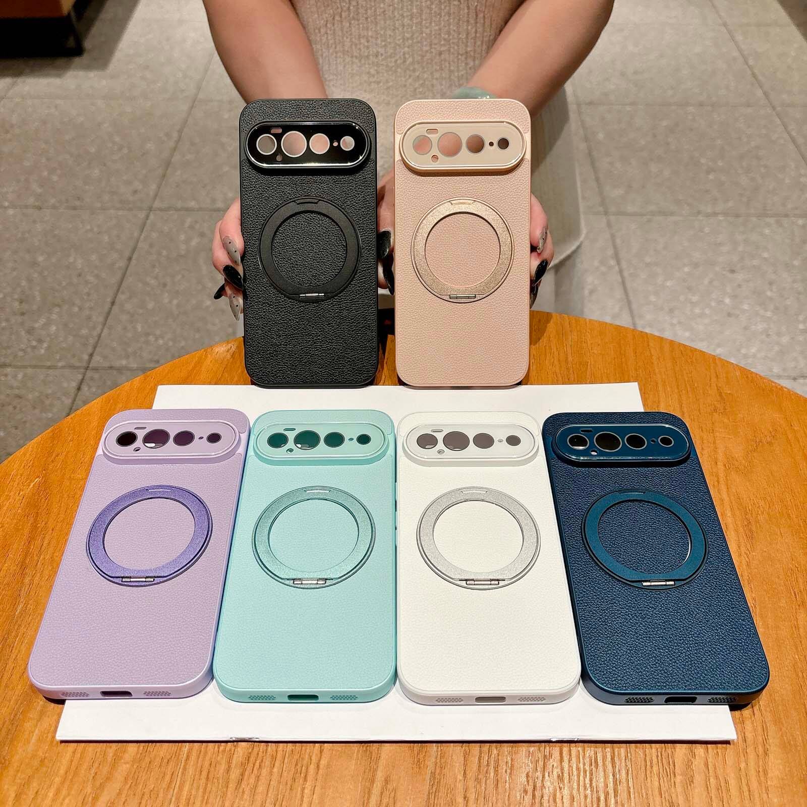 Alt View 2. UUCOVER - Magnetic Case for Google Pixel 11,Shockproof Leather + TPU Case Compatible with MagSafe Ring Stand Cover - Gold.