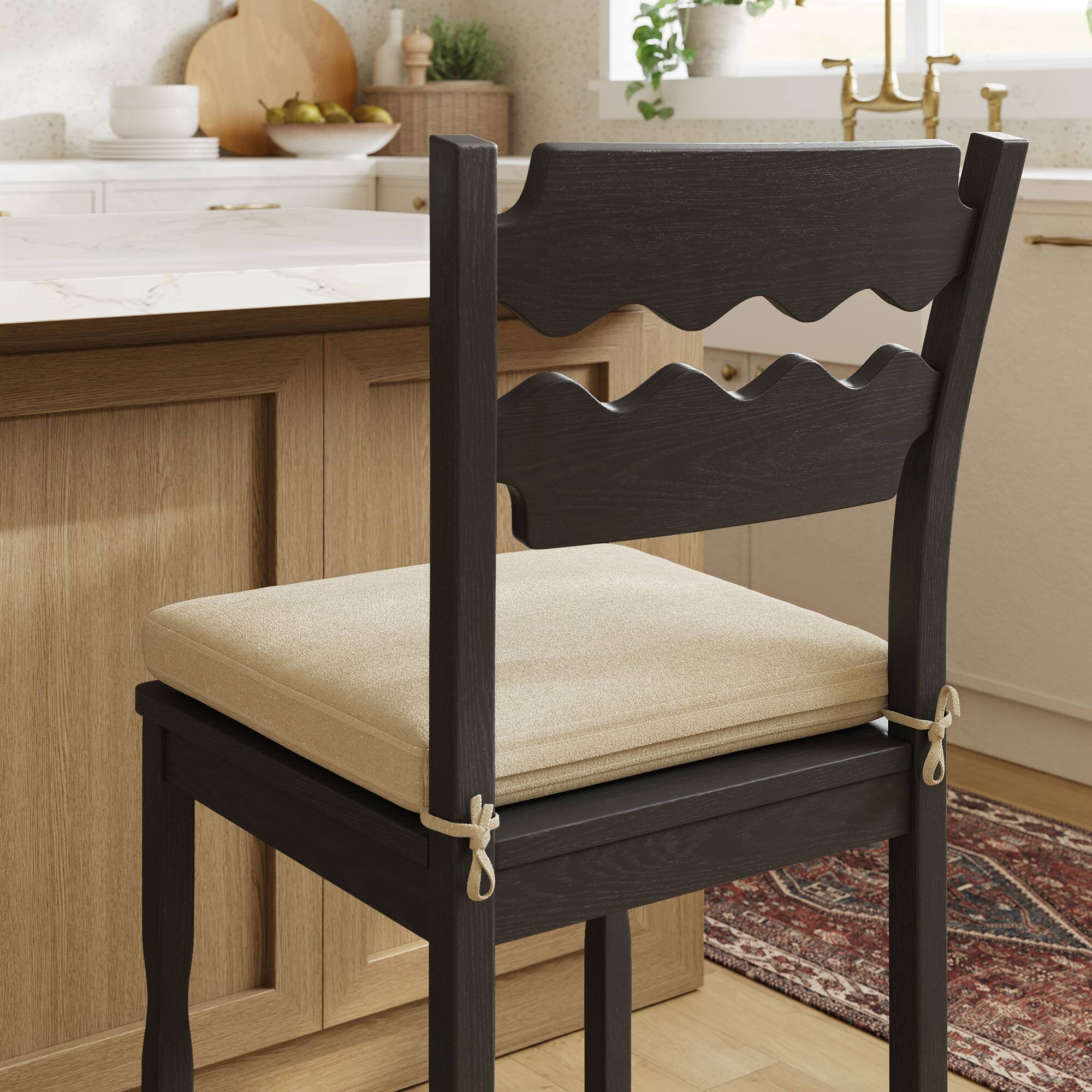 Alt View 1. Modway - Jax Oak Wood Counter Stool With Wavy Razor Back and Cushion by Modway - Black Linen.