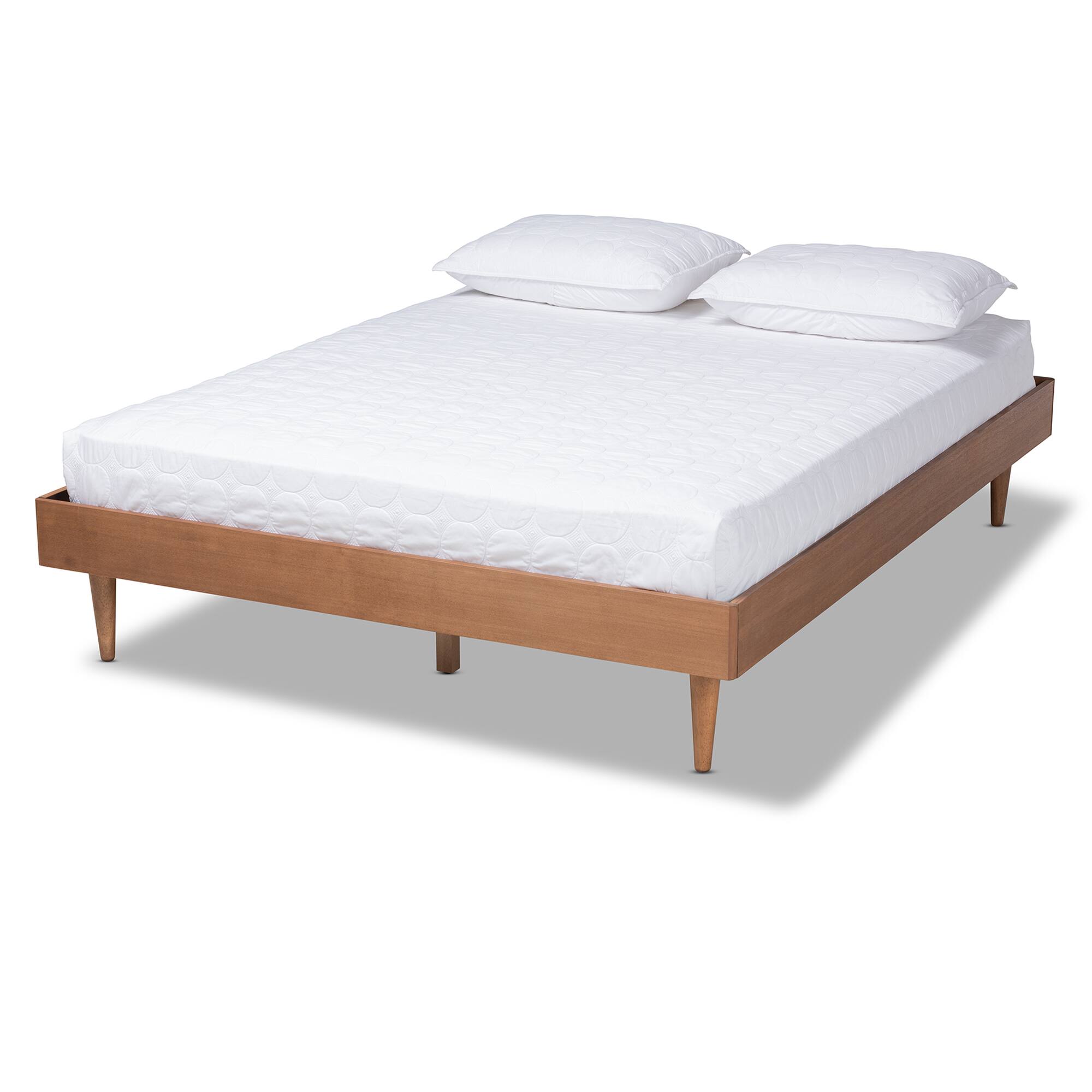 Baxton Studio - Rina Mid-Century Modern Ash Wanut Finished Wood Bed Frame - Ash walnut