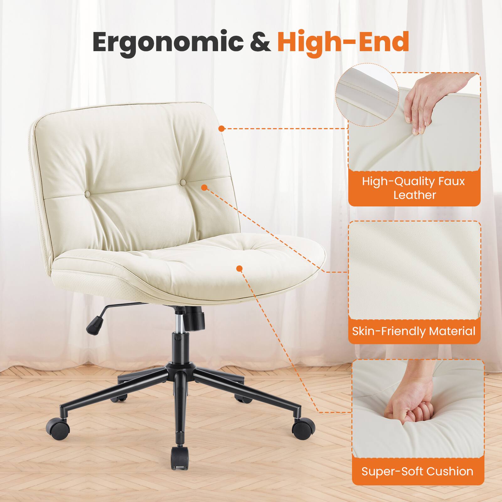 Ergonomic & High-End

- High-Quality Faux Leather
- Skin-Friendly Material
- Super-Soft Cushion
