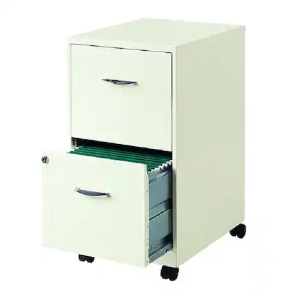 Front. SlickBlue - Pearl White 2-Drawer Steel File Cabinet with Casters for Office Storage - White.