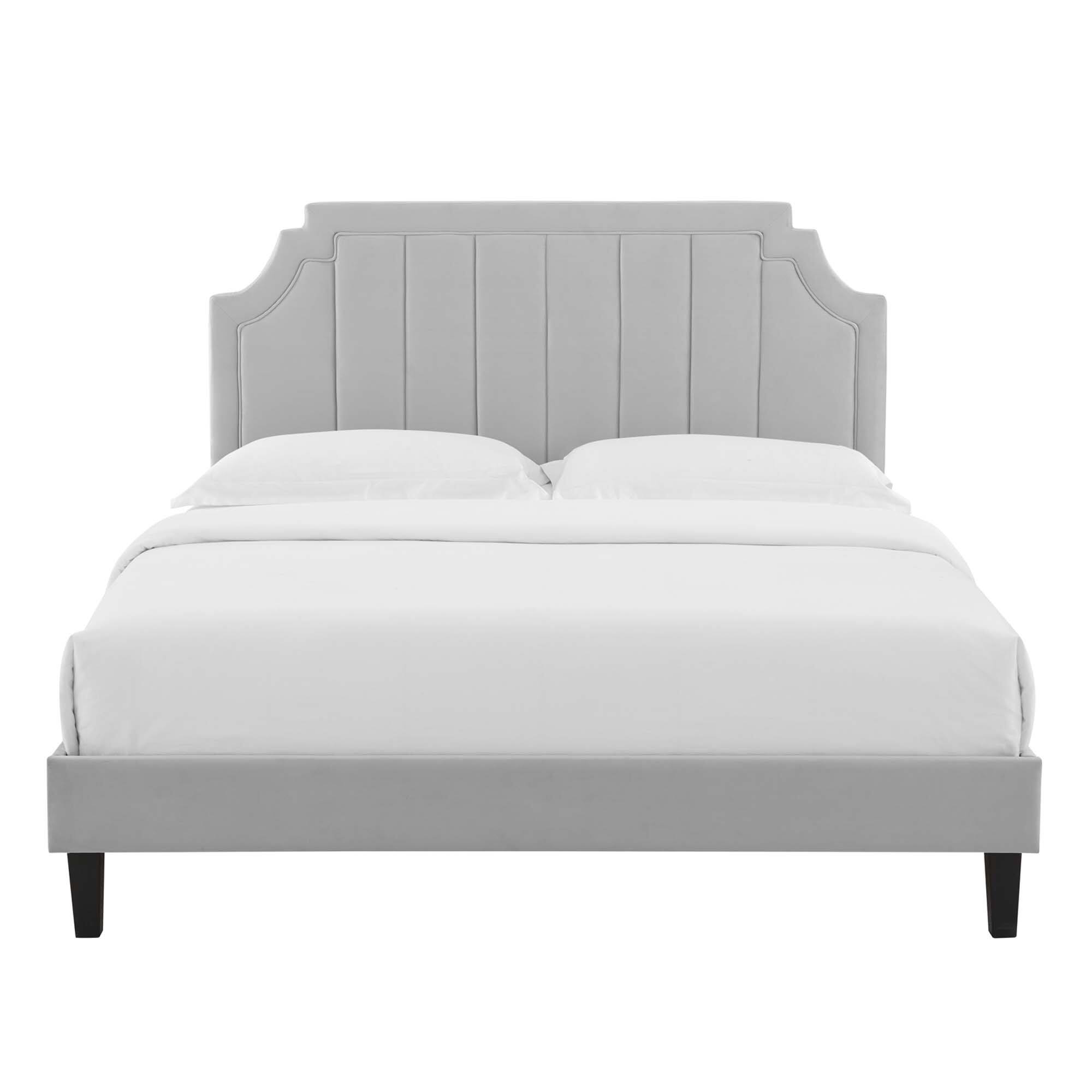 Alt View 7. Modway - Sienna Performance Velvet Twin Platform Bed - Gray.