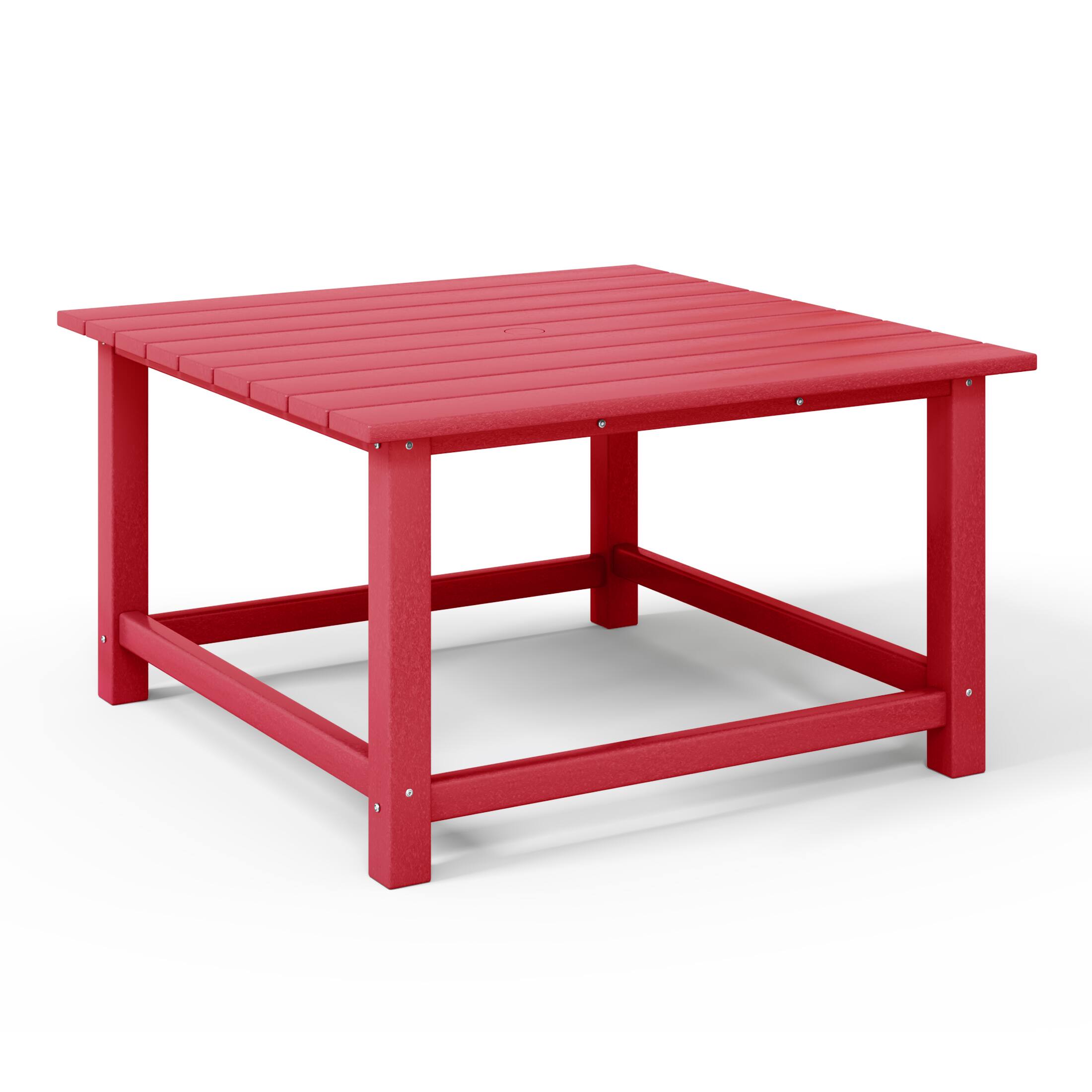 Left. WestinTrends - WestinTrends Malibu Low Outdoor HDPE Square Patio Coffee Table - Red.