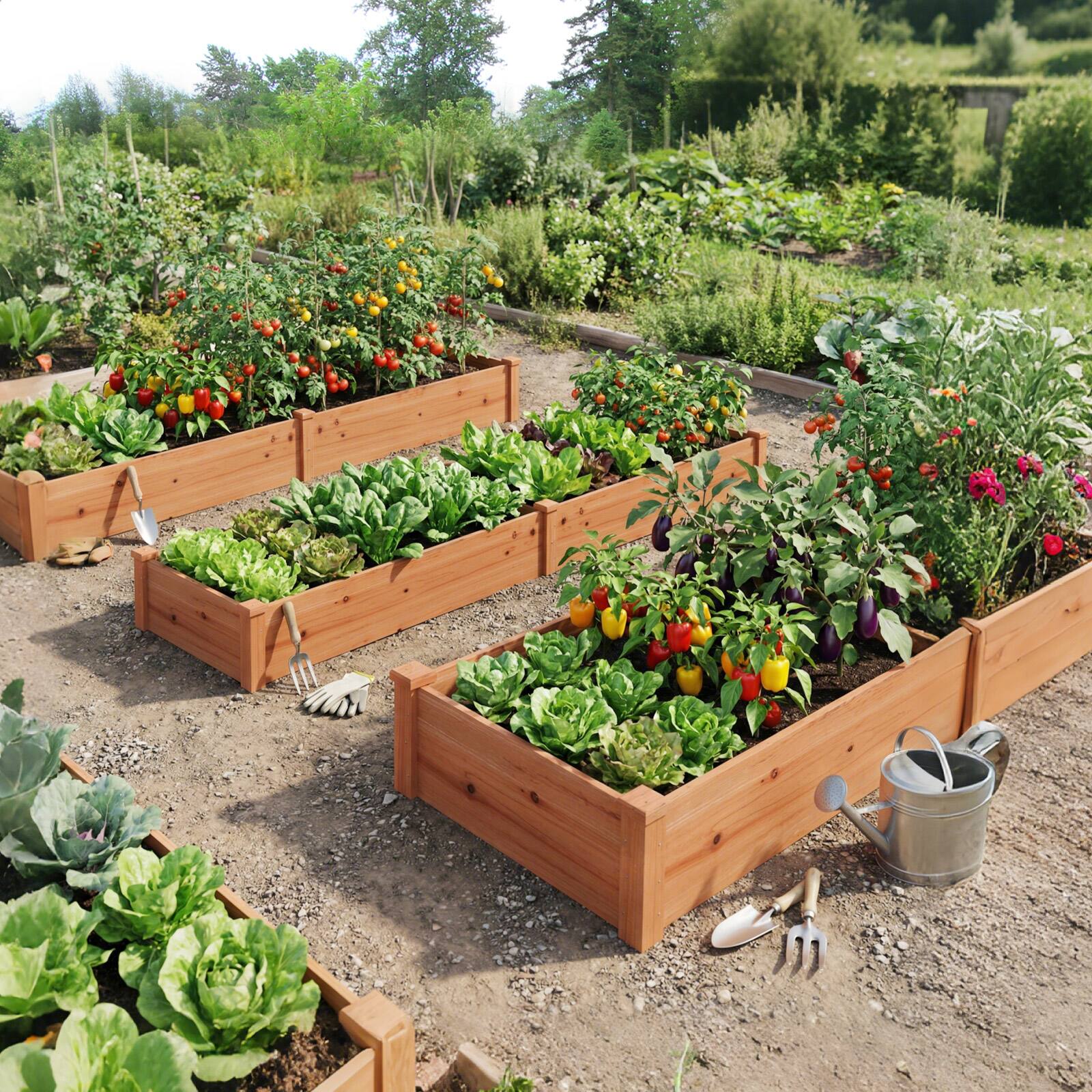 Alt View 4. Costway - Costway 1 PCS Wooden Raised Garden Bed Outdoor Wood Planter Box for Vegetables Flowers Fruit - Orange.