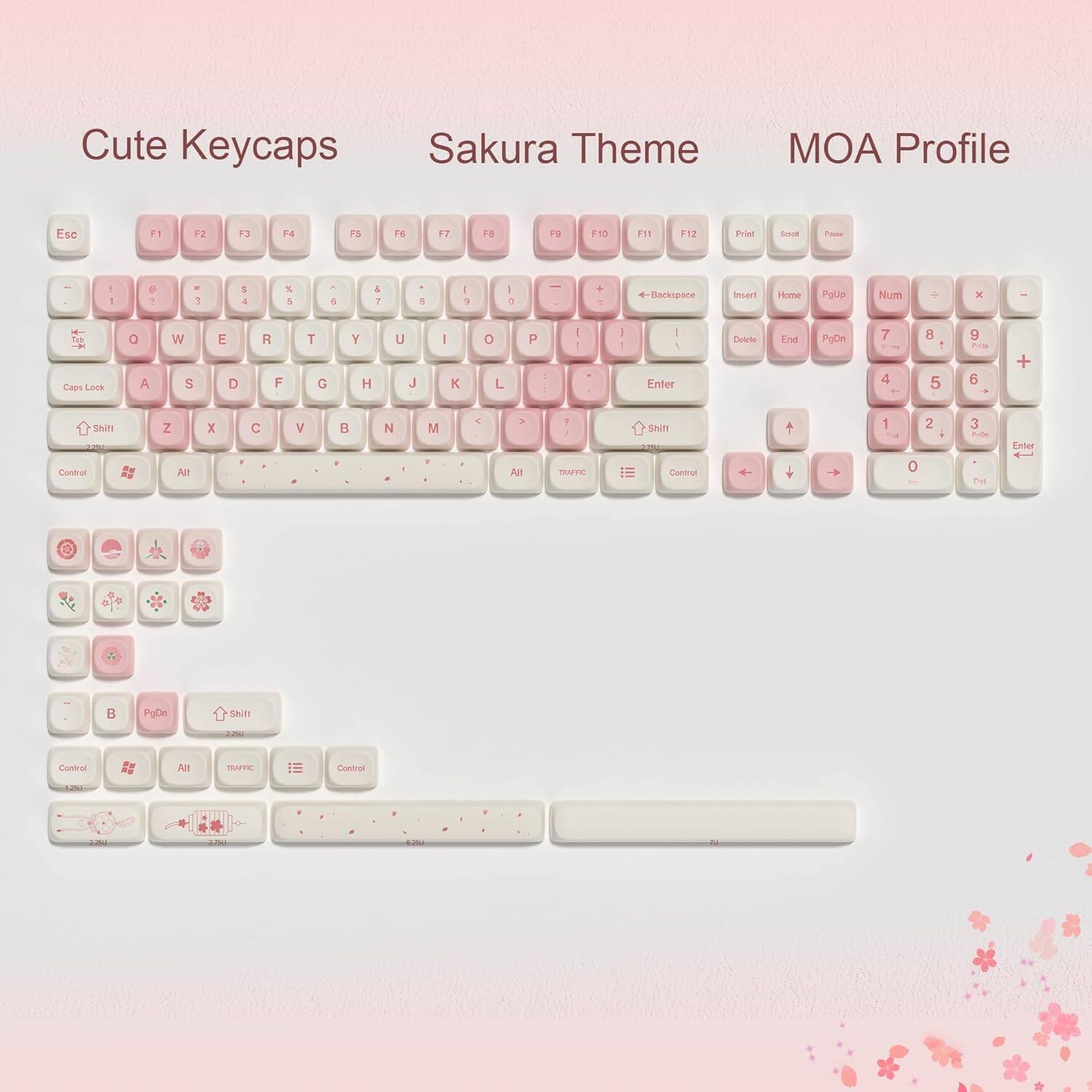 Cute Keycaps Sakura Theme MOA Profile

Esc F1 F2 F3 F4 F5 F6 F7 F8 F9 F10 F11 F12

Priet Soue Pat

1 2 3 4 5 6 7 8 9 0

A S D F G H J K L

Z X C V B N M

Caps Lock

Shift

Control

Insert Home PgUp Num

Delete End PgDn

Enter

PgDn

Shift

Control

All

All

Contral

AE TRAPE ConNs