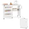 Front. Costway - Costway Folding Sewing Table Rolling Craft Station with 3 Storage Bins & Charging Station - Light White.