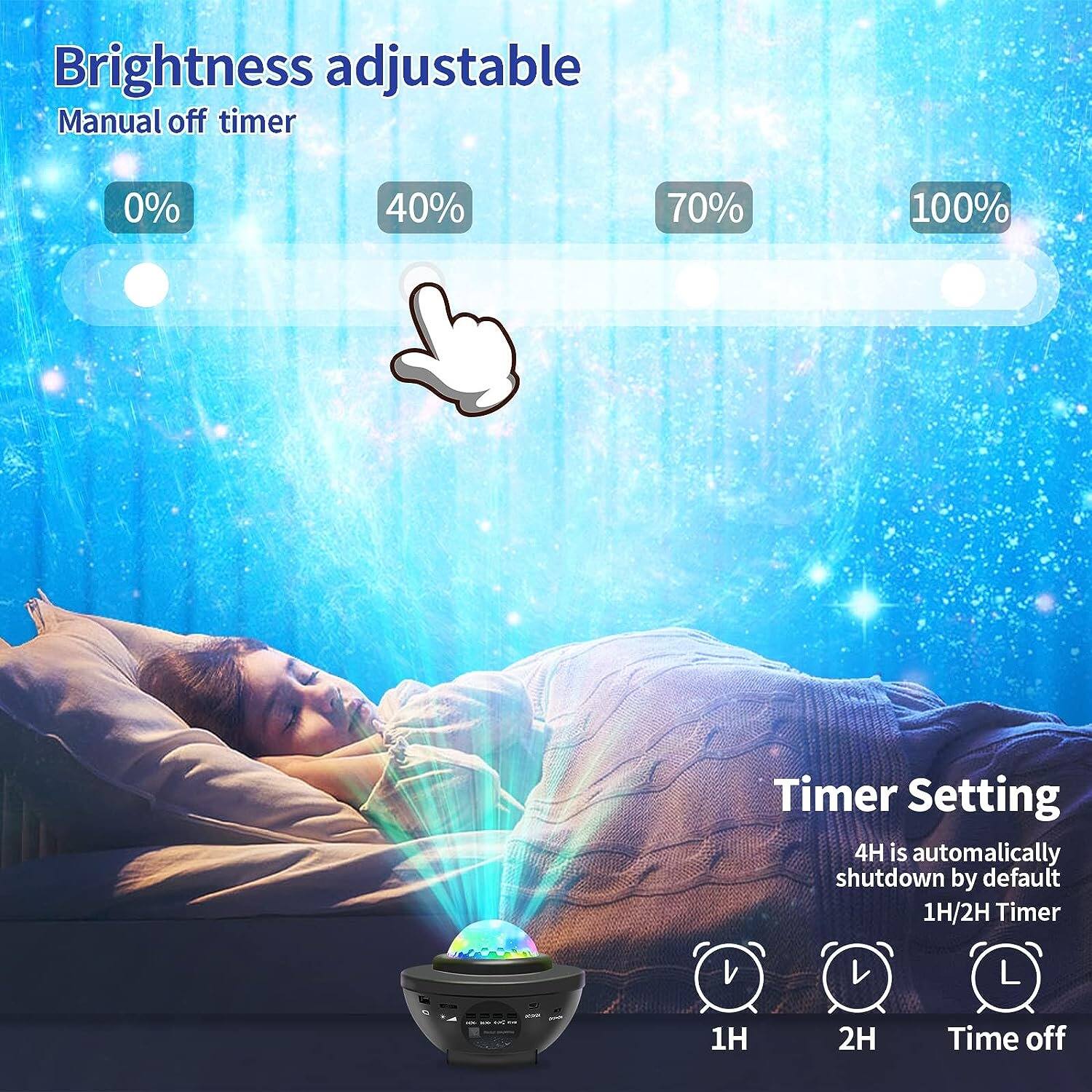 Brightness adjustable  
Manual off timer  
0% 40% 70% 100%  

Timer Setting  
4H is automatically shutdown by default  
1H/2H Timer  
1H 2H Time off