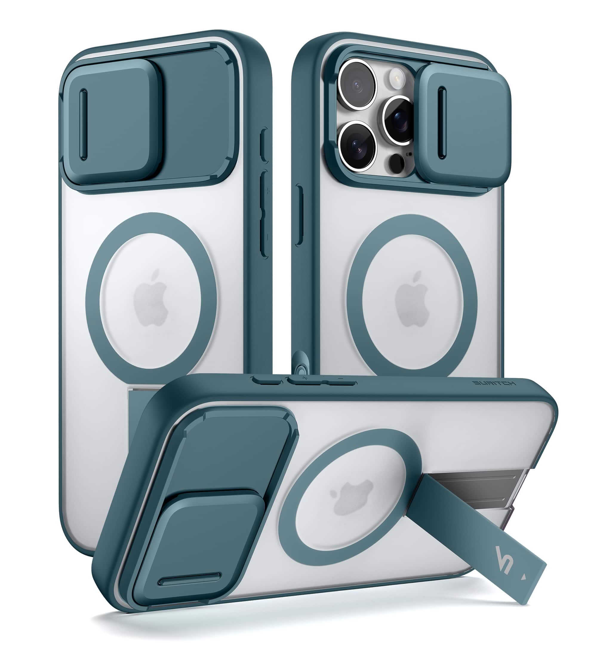 SURITCH - Rugged Case for iPhone 16 Pro, Compatible with MagSafe, Built-in Kickstand & Camera Cover & Translucent Back 6.3 inch - Lake Green price history on PriceWatchPro