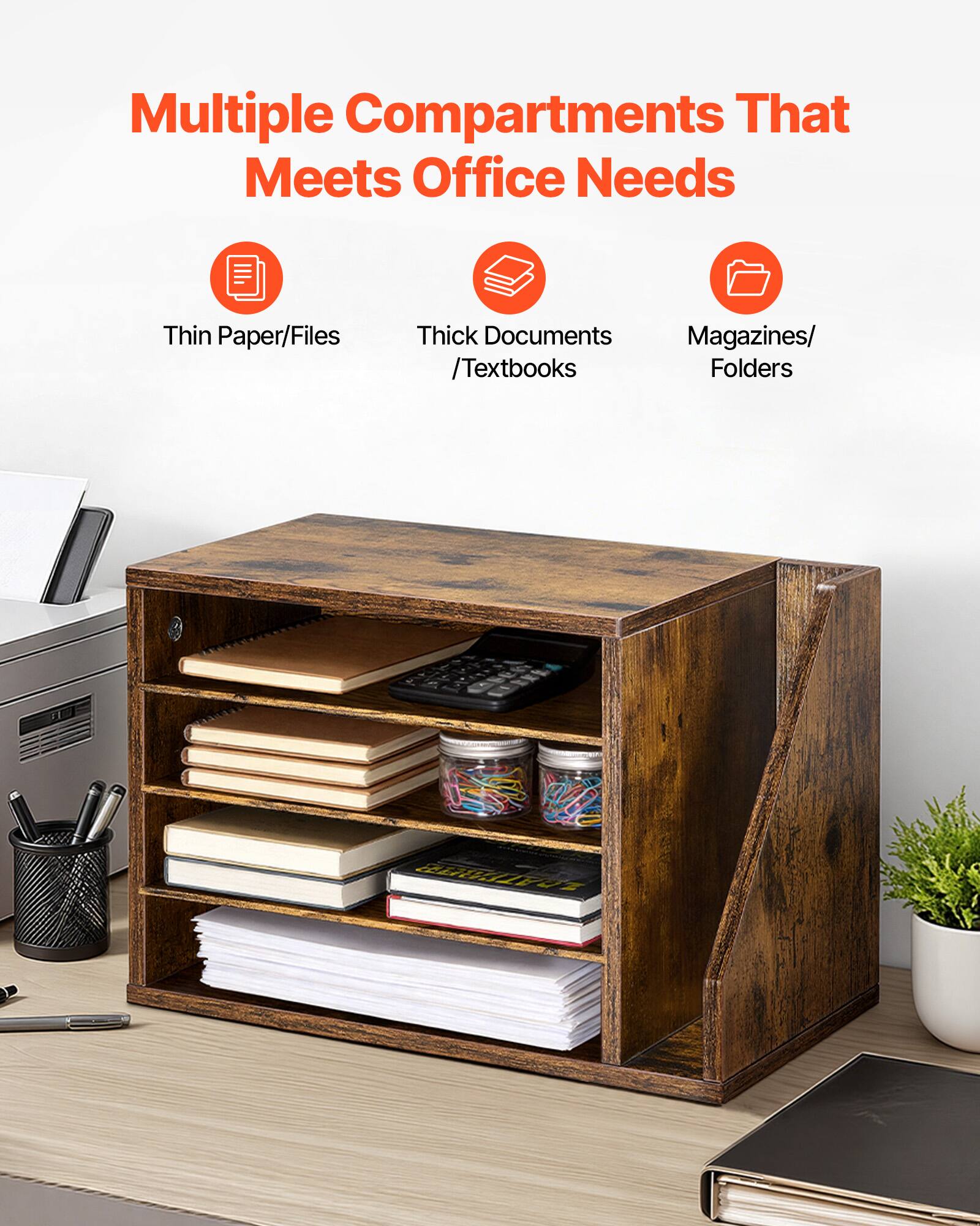Multiple Compartments That Meets Office Needs

- Thin Paper/Files
- Thick Documents / Textbooks
- Magazines/ Folders