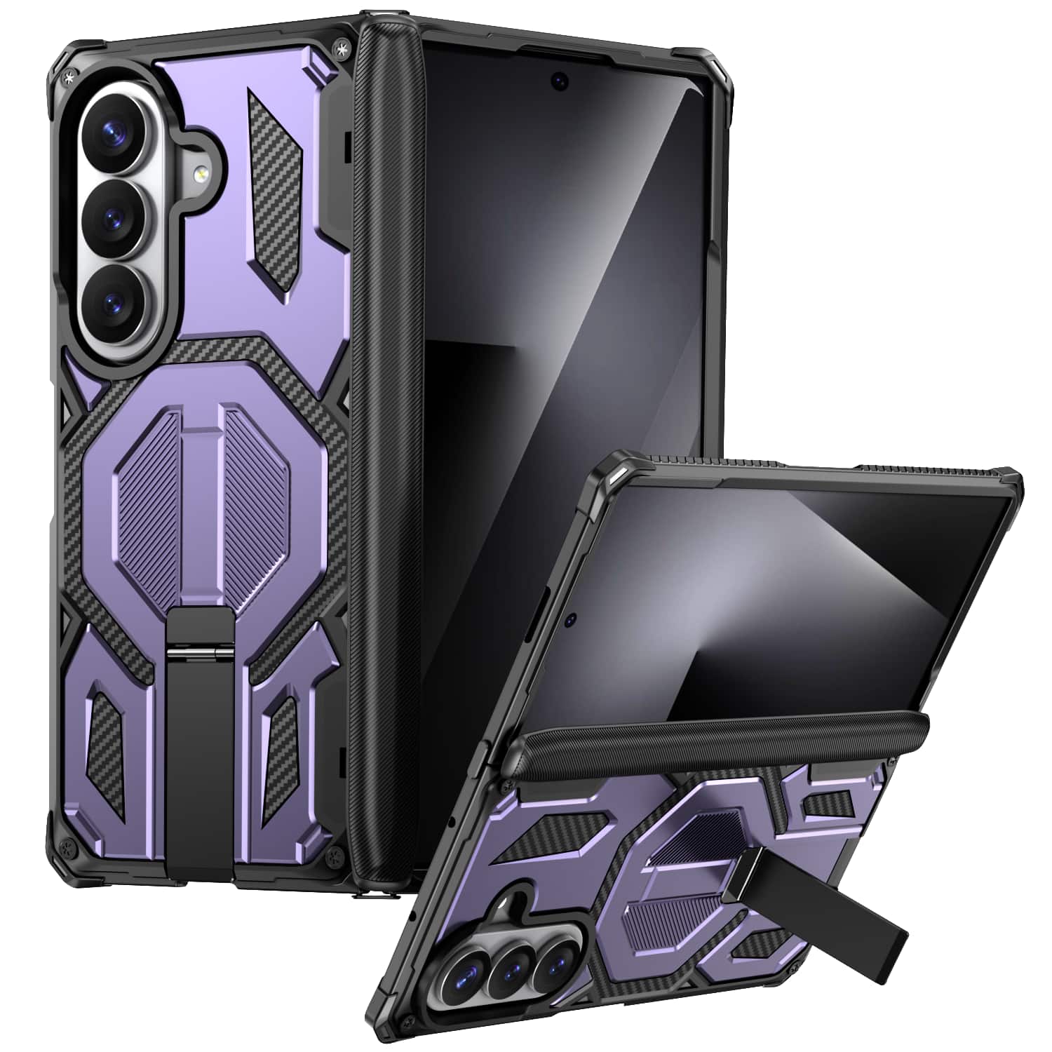Dteck - Heavy Duty Rugged Magnetic Case For Samsung Galaxy Z Fold 7, Foldable Kickstand Shockproof Hinge Protection Cover - Purple price history on PriceWatchPro