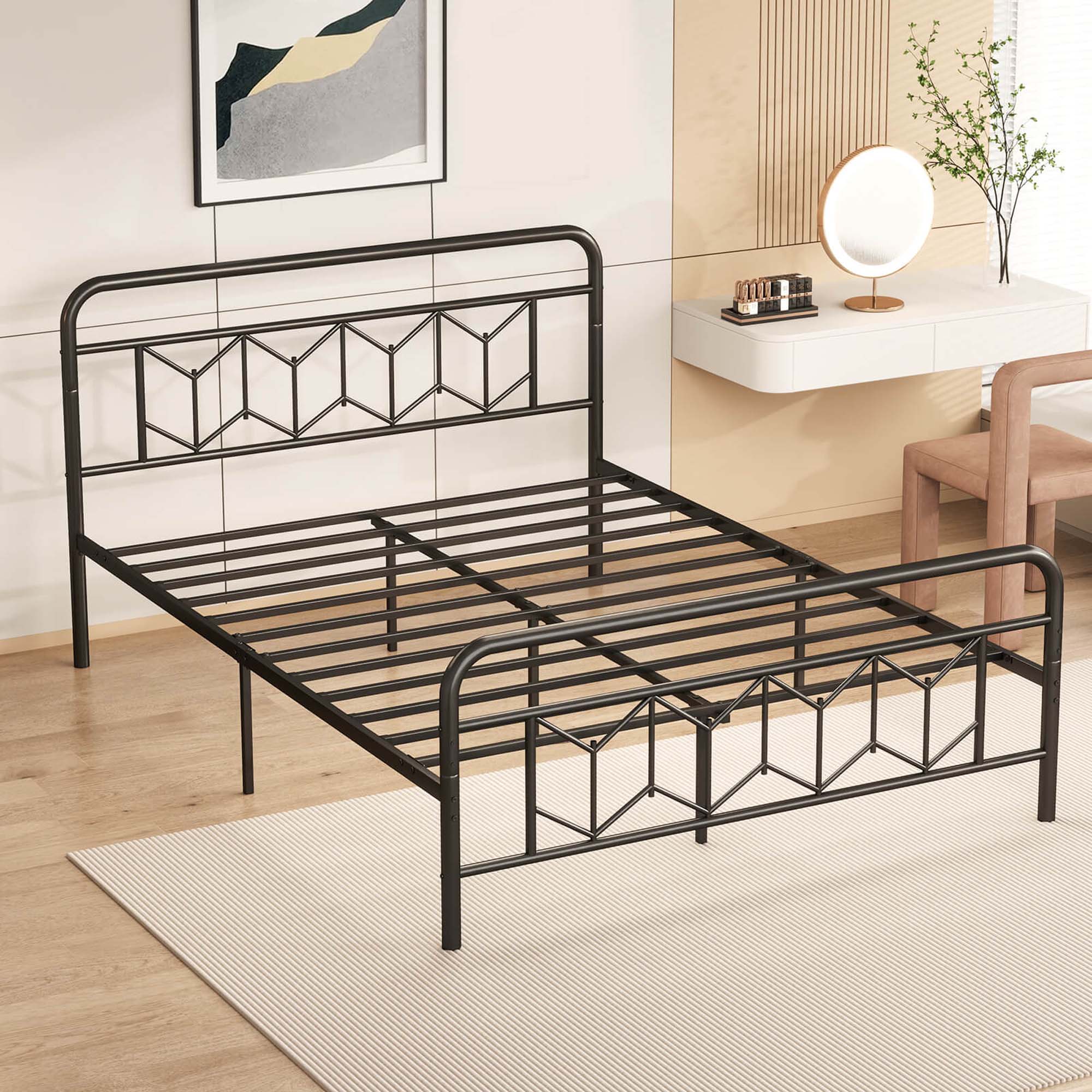 Alt View 9. Costway - Costway Queen Size Bed Frame Mattress Foundation with Headboard 12.5" Under-bed Storage - Black.
