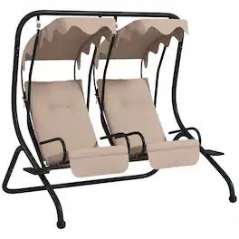 Outsunny - Modern 2-Seater Outdoor Patio Swing Chair - Beige