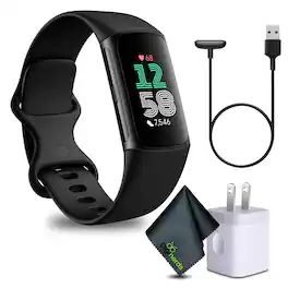 Bundle - Fitbit - Charge 6 Fitness Tracker Smartwatch, Obsidian/Black - Obsidian/Black - (2023)