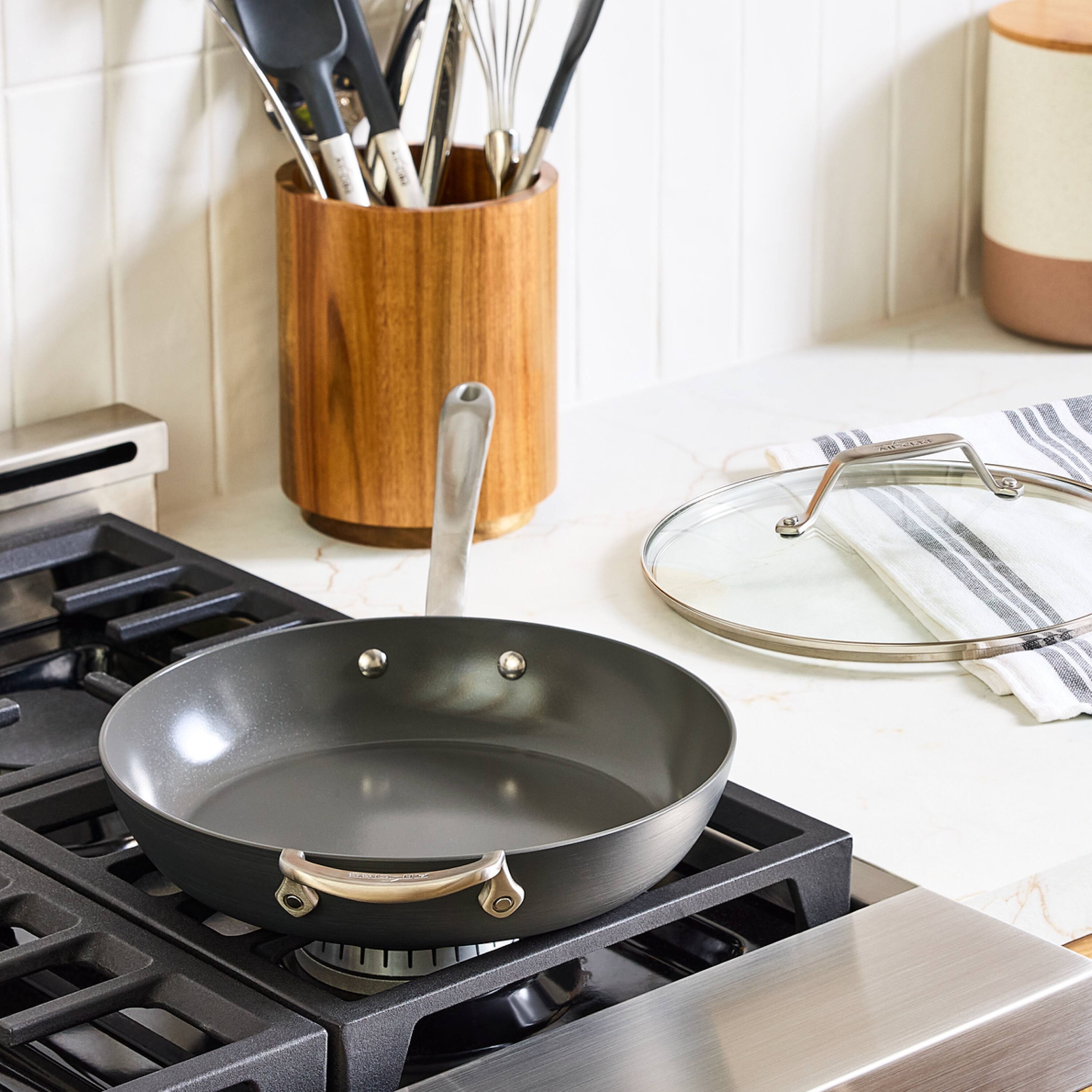 Alt View 2. All Clad - All-Clad 10.5" HA1® Ceramic Nonstick Fry Pan with Lid, Light Gray - Gray.