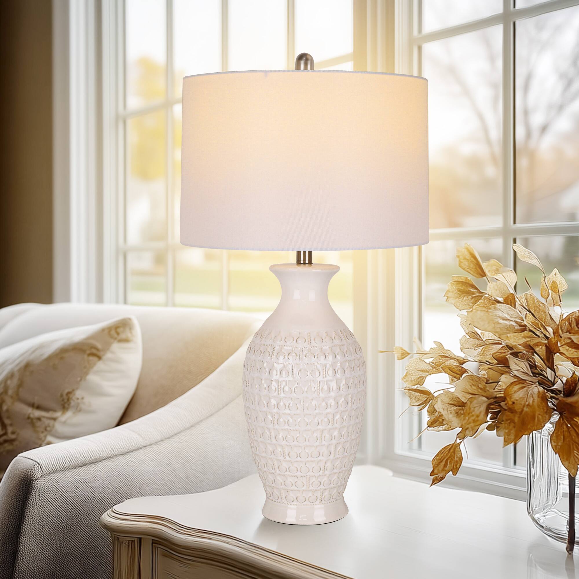 Alt View 3. partphoner - Modern Ceramic Table Lamp - White.