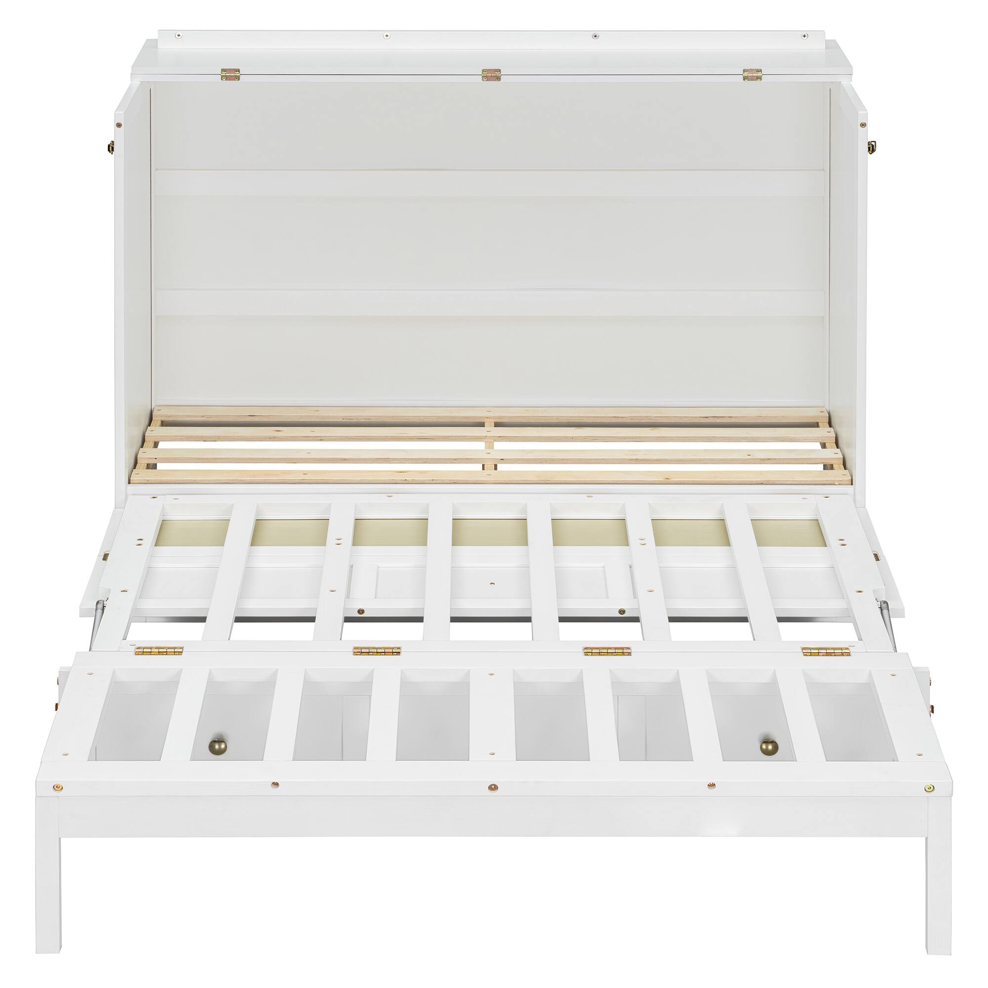 Angle. Whisen - Full Size Murphy Bed,Space-Saving Foldable Bed Frame with Storage Drawers - White.