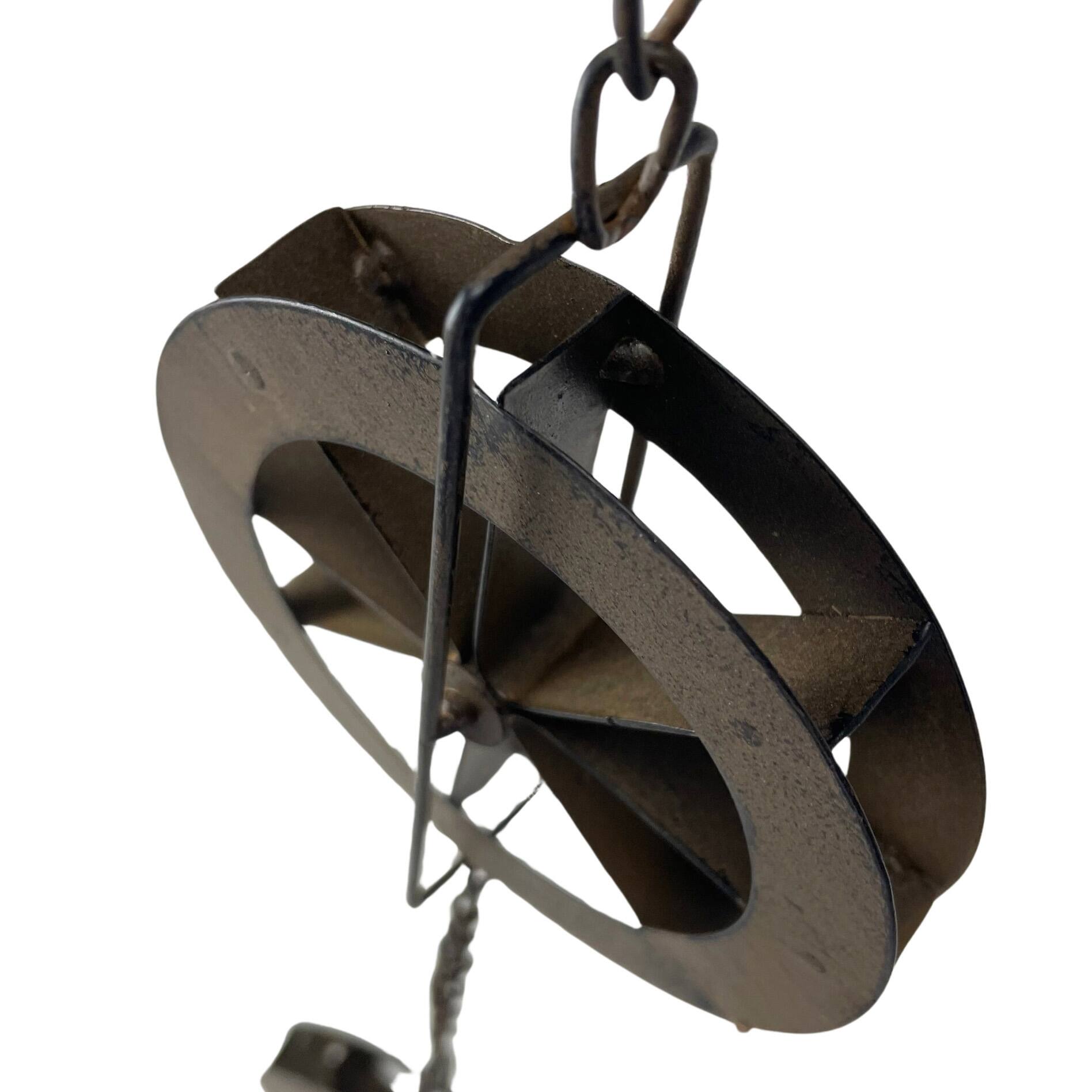 Alt View 8. Things2Die4 - 78-Inch Metal Rain Chain - 6 Water Wheels & Weighted Bell, Rustic Brown Finish - Brown.